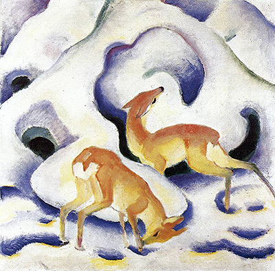 Deer in the Snow Franz Marc